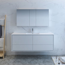 Load image into Gallery viewer, Fresca Catania 60&quot; Glossy White Wall Hung Single Sink Modern Bathroom Vanity w/ Medicine Cabinet- Fresca