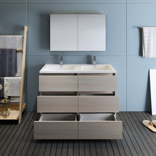 Load image into Gallery viewer, Fresca Lazzaro 48&quot; Gray Wood Free Standing Double Sink Modern Bathroom Vanity w/ Medicine Cabinet- Fresca