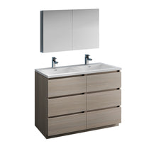 Load image into Gallery viewer, Fresca Lazzaro 48&quot; Gray Wood Free Standing Double Sink Modern Bathroom Vanity w/ Medicine Cabinet- Fresca