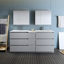 Load image into Gallery viewer, Fresca Lazzaro 72&quot; Gray Free Standing Double Sink Modern Bathroom Vanity w/ Medicine Cabinet- Fresca