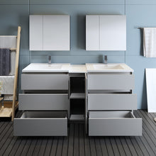 Load image into Gallery viewer, Fresca Lazzaro 72&quot; Gray Free Standing Double Sink Modern Bathroom Vanity w/ Medicine Cabinet- Fresca