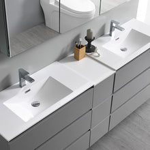 Load image into Gallery viewer, Fresca Lazzaro 72&quot; Gray Free Standing Double Sink Modern Bathroom Vanity w/ Medicine Cabinet- Fresca