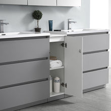 Load image into Gallery viewer, Fresca Lazzaro 72&quot; Gray Free Standing Double Sink Modern Bathroom Vanity w/ Medicine Cabinet- Fresca