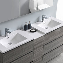 Load image into Gallery viewer, Fresca Lazzaro 72&quot; Glossy Ash Gray Free Standing Double Sink Modern Bathroom Vanity w/ Medicine Cabinet- Fresca