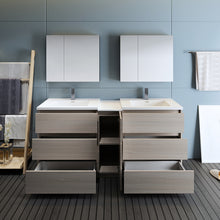 Load image into Gallery viewer, Fresca Lazzaro 72&quot; Gray Wood Free Standing Double Sink Modern Bathroom Vanity w/ Medicine Cabinet- Fresca