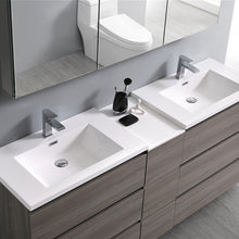 Load image into Gallery viewer, Fresca Lazzaro 72&quot; Gray Wood Free Standing Double Sink Modern Bathroom Vanity w/ Medicine Cabinet- Fresca