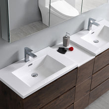 Load image into Gallery viewer, Fresca Lazzaro 72&quot; Rosewood Free Standing Double Sink Modern Bathroom Vanity w/ Medicine Cabinet- Fresca