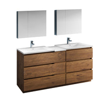 Load image into Gallery viewer, Fresca Lazzaro 72&quot; Rosewood Free Standing Double Sink Modern Bathroom Vanity w/ Medicine Cabinet- Fresca