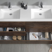 Load image into Gallery viewer, Fresca Lazzaro 60&quot; Rosewood Free Standing Double Sink Modern Bathroom Vanity w/ Medicine Cabinet- Fresca