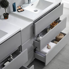Load image into Gallery viewer, Fresca Lazzaro 84&quot; Gray Free Standing Double Sink Modern Bathroom Vanity w/ Medicine Cabinet- Fresca