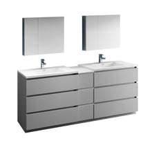 Load image into Gallery viewer, Fresca Lazzaro 84&quot; Gray Free Standing Double Sink Modern Bathroom Vanity w/ Medicine Cabinet- Fresca