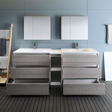 Load image into Gallery viewer, Fresca Lazzaro 84&quot; Glossy Ash Gray Free Standing Double Sink Modern Bathroom Vanity w/ Medicine Cabinet- Fresca