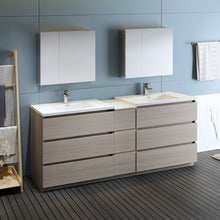 Load image into Gallery viewer, Fresca Lazzaro 84&quot; Gray Wood Free Standing Double Sink Modern Bathroom Vanity w/ Medicine Cabinet- Fresca