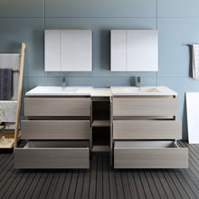 Load image into Gallery viewer, Fresca Lazzaro 84&quot; Gray Wood Free Standing Double Sink Modern Bathroom Vanity w/ Medicine Cabinet- Fresca