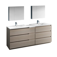 Load image into Gallery viewer, Fresca Lazzaro 84&quot; Gray Wood Free Standing Double Sink Modern Bathroom Vanity w/ Medicine Cabinet- Fresca