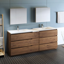 Load image into Gallery viewer, Fresca Lazzaro 84&quot; Rosewood Free Standing Double Sink Modern Bathroom Vanity w/ Medicine Cabinet- Fresca