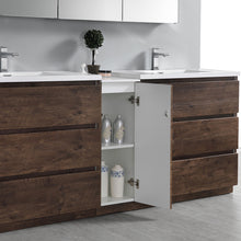 Load image into Gallery viewer, Fresca Lazzaro 84&quot; Rosewood Free Standing Double Sink Modern Bathroom Vanity w/ Medicine Cabinet- Fresca