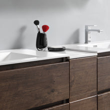 Load image into Gallery viewer, Fresca Lazzaro 84&quot; Rosewood Free Standing Double Sink Modern Bathroom Vanity w/ Medicine Cabinet- Fresca