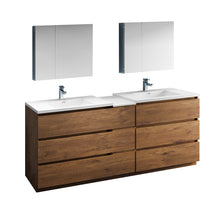 Load image into Gallery viewer, Fresca Lazzaro 84&quot; Rosewood Free Standing Double Sink Modern Bathroom Vanity w/ Medicine Cabinet- Fresca