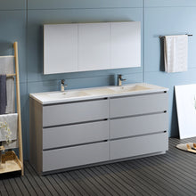 Load image into Gallery viewer, Fresca Lazzaro 72&quot; Gray Free Standing Double Sink Modern Bathroom Vanity w/ Medicine Cabinet- Fresca