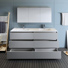 Load image into Gallery viewer, Fresca Lazzaro 72&quot; Gray Free Standing Double Sink Modern Bathroom Vanity w/ Medicine Cabinet- Fresca