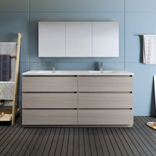 Load image into Gallery viewer, Fresca Lazzaro 72&quot; Gray Wood Free Standing Double Sink Modern Bathroom Vanity w/ Medicine Cabinet- Fresca