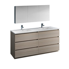 Load image into Gallery viewer, Fresca Lazzaro 72&quot; Gray Wood Free Standing Double Sink Modern Bathroom Vanity w/ Medicine Cabinet- Fresca