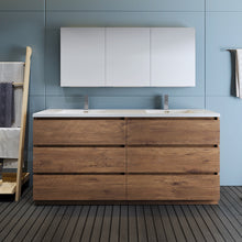 Load image into Gallery viewer, Fresca Lazzaro 72&quot; Rosewood Free Standing Double Sink Modern Bathroom Vanity w/ Medicine Cabinet- Fresca