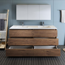 Load image into Gallery viewer, Fresca Lazzaro 72&quot; Rosewood Free Standing Double Sink Modern Bathroom Vanity w/ Medicine Cabinet- Fresca