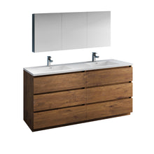 Load image into Gallery viewer, Fresca Lazzaro 72&quot; Rosewood Free Standing Double Sink Modern Bathroom Vanity w/ Medicine Cabinet- Fresca