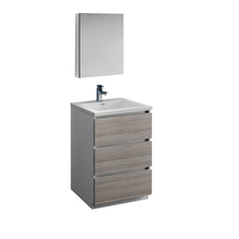 Load image into Gallery viewer, Fresca Lazzaro 24&quot; Glossy Ash Gray Free Standing Modern Bathroom Vanity w/ Medicine Cabinet- Fresca
