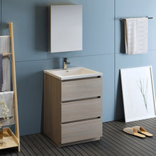 Load image into Gallery viewer, Fresca Lazzaro 24&quot; Gray Wood Free Standing Modern Bathroom Vanity w/ Medicine Cabinet- Fresca