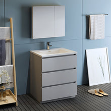Load image into Gallery viewer, Fresca Lazzaro 30&quot; Gray Free Standing Modern Bathroom Vanity w/ Medicine Cabinet- Fresca