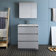 Load image into Gallery viewer, Fresca Lazzaro 30&quot; Gray Free Standing Modern Bathroom Vanity w/ Medicine Cabinet- Fresca