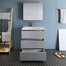 Load image into Gallery viewer, Fresca Lazzaro 30&quot; Gray Free Standing Modern Bathroom Vanity w/ Medicine Cabinet- Fresca