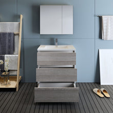Load image into Gallery viewer, Fresca Lazzaro 30&quot; Glossy Ash Gray Free Standing Modern Bathroom Vanity w/ Medicine Cabinet- Fresca