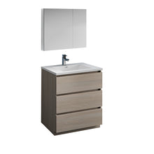 Load image into Gallery viewer, Fresca Lazzaro 30&quot; Gray Wood Free Standing Modern Bathroom Vanity w/ Medicine Cabinet- Fresca