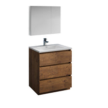Load image into Gallery viewer, Fresca Lazzaro 30&quot; Rosewood Free Standing Modern Bathroom Vanity w/ Medicine Cabinet- Fresca