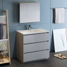 Load image into Gallery viewer, Fresca Lazzaro 36&quot; Gray Free Standing Modern Bathroom Vanity w/ Medicine Cabinet- Fresca