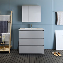 Load image into Gallery viewer, Fresca Lazzaro 36&quot; Gray Free Standing Modern Bathroom Vanity w/ Medicine Cabinet- Fresca