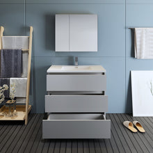 Load image into Gallery viewer, Fresca Lazzaro 36&quot; Gray Free Standing Modern Bathroom Vanity w/ Medicine Cabinet- Fresca