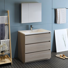 Load image into Gallery viewer, Fresca Lazzaro 36&quot; Gray Wood Free Standing Modern Bathroom Vanity w/ Medicine Cabinet- Fresca