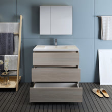 Load image into Gallery viewer, Fresca Lazzaro 36&quot; Gray Wood Free Standing Modern Bathroom Vanity w/ Medicine Cabinet- Fresca
