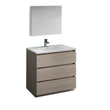 Load image into Gallery viewer, Fresca Lazzaro 36&quot; Gray Wood Free Standing Modern Bathroom Vanity w/ Medicine Cabinet- Fresca
