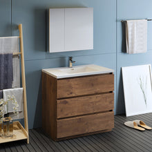 Load image into Gallery viewer, Fresca Lazzaro 36&quot; Rosewood Free Standing Modern Bathroom Vanity w/ Medicine Cabinet- Fresca