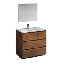 Load image into Gallery viewer, Fresca Lazzaro 36&quot; Rosewood Free Standing Modern Bathroom Vanity w/ Medicine Cabinet- Fresca