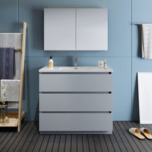 Load image into Gallery viewer, Fresca Lazzaro 42" Gray Free Standing Modern Bathroom Vanity w/ Medicine Cabinet- Fresca