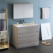 Load image into Gallery viewer, Fresca Lazzaro 42" Glossy Ash Gray Free Standing Modern Bathroom Vanity w/ Medicine Cabinet- Fresca