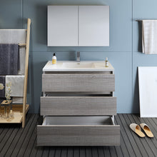 Load image into Gallery viewer, Fresca Lazzaro 42" Glossy Ash Gray Free Standing Modern Bathroom Vanity w/ Medicine Cabinet- Fresca