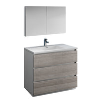 Load image into Gallery viewer, Fresca Lazzaro 42" Glossy Ash Gray Free Standing Modern Bathroom Vanity w/ Medicine Cabinet- Fresca